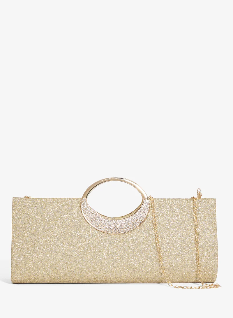 Ring Handle Gold Embellished Detailed East-To-West bag